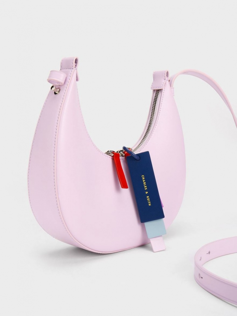 Geantă Hobo Charles & Keith Cockade Crescent Violet | 241GYCWQV