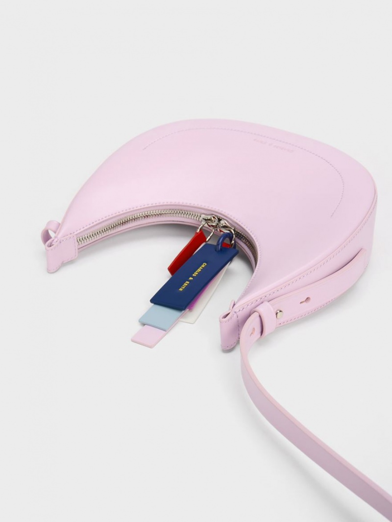 Geantă Hobo Charles & Keith Cockade Crescent Violet | 241GYCWQV