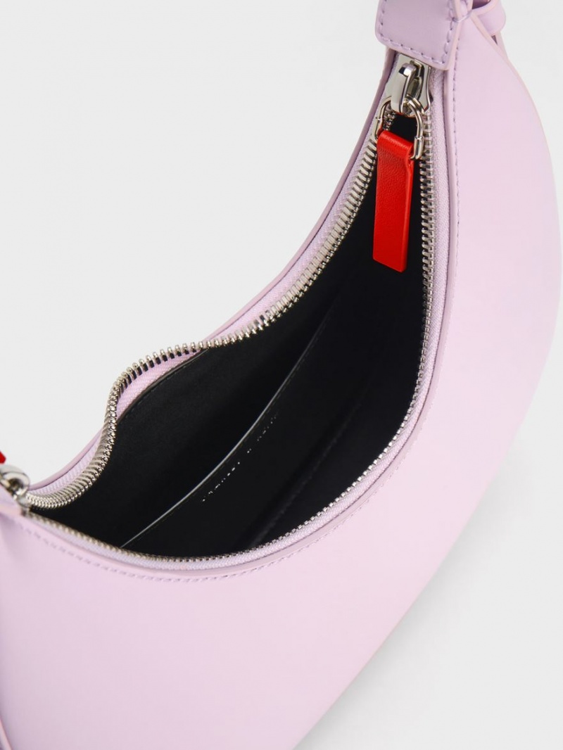 Geantă Hobo Charles & Keith Cockade Crescent Violet | 241GYCWQV