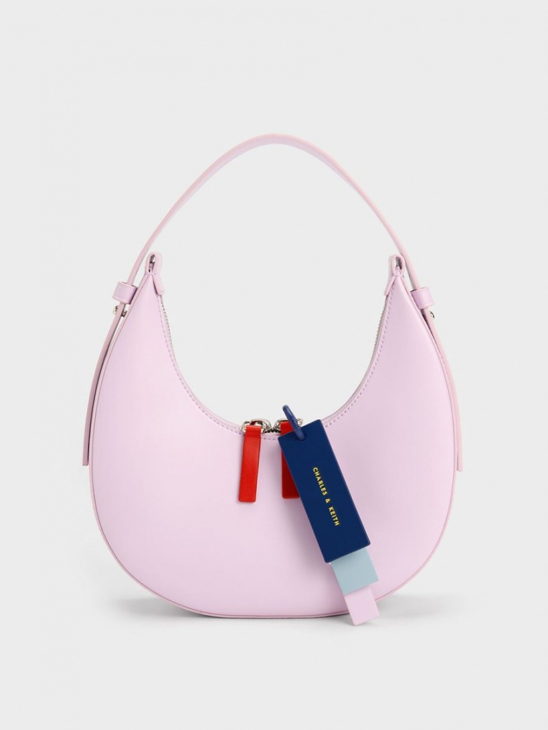 Geantă Hobo Charles & Keith Cockade Crescent Violet | 241GYCWQV