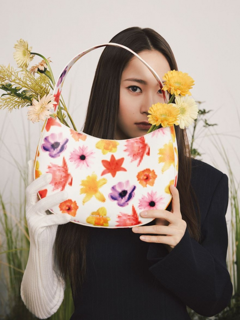 Geantă Hobo Charles & Keith Coda Floral-Print Top Handle Colorati | 538EYGJBP