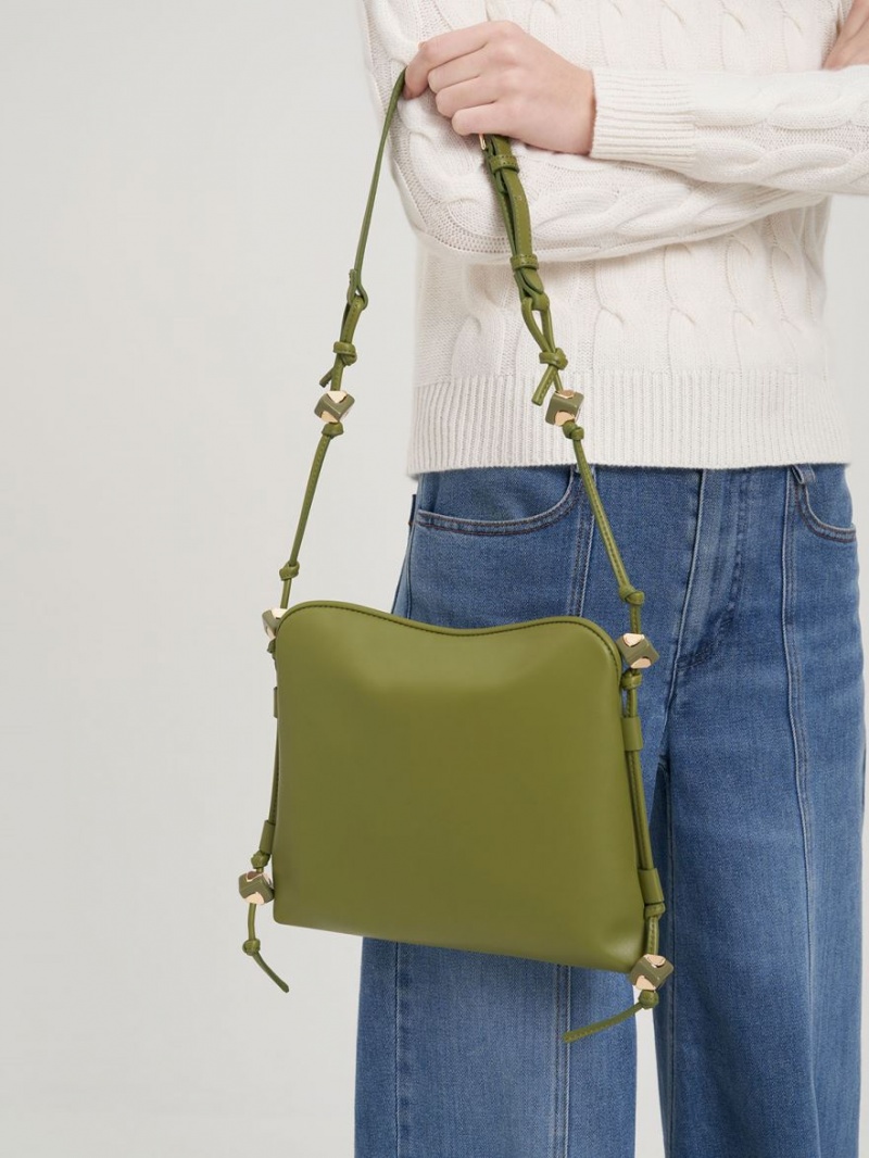Geantă Hobo Charles & Keith Cube Knotted Masline Verzi | 297DIBRYA