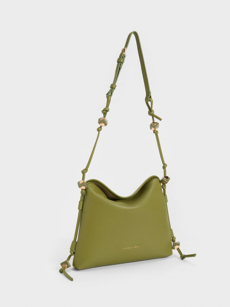 Geantă Hobo Charles & Keith Cube Knotted Masline Verzi | 297DIBRYA