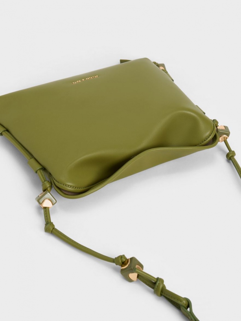 Geantă Hobo Charles & Keith Cube Knotted Masline Verzi | 297DIBRYA