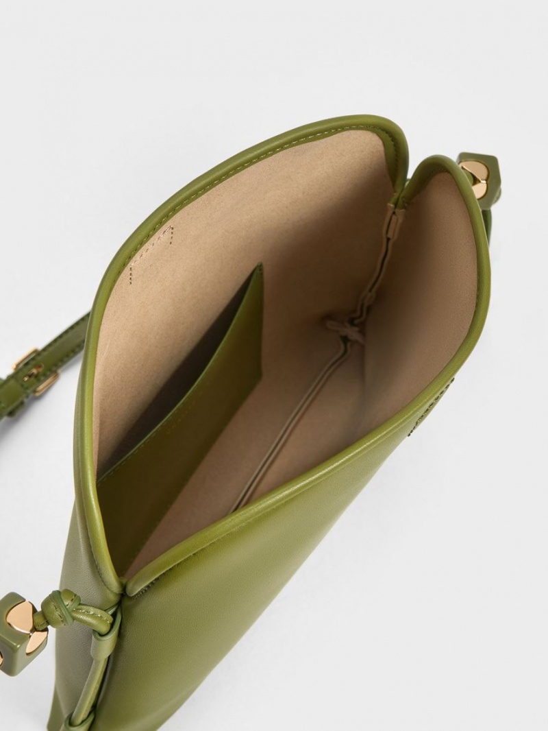 Geantă Hobo Charles & Keith Cube Knotted Masline Verzi | 297DIBRYA