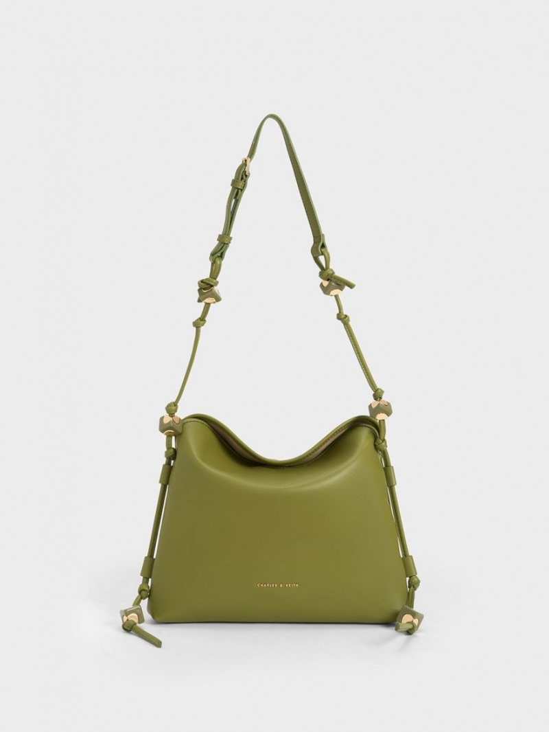 Geantă Hobo Charles & Keith Cube Knotted Masline Verzi | 297DIBRYA