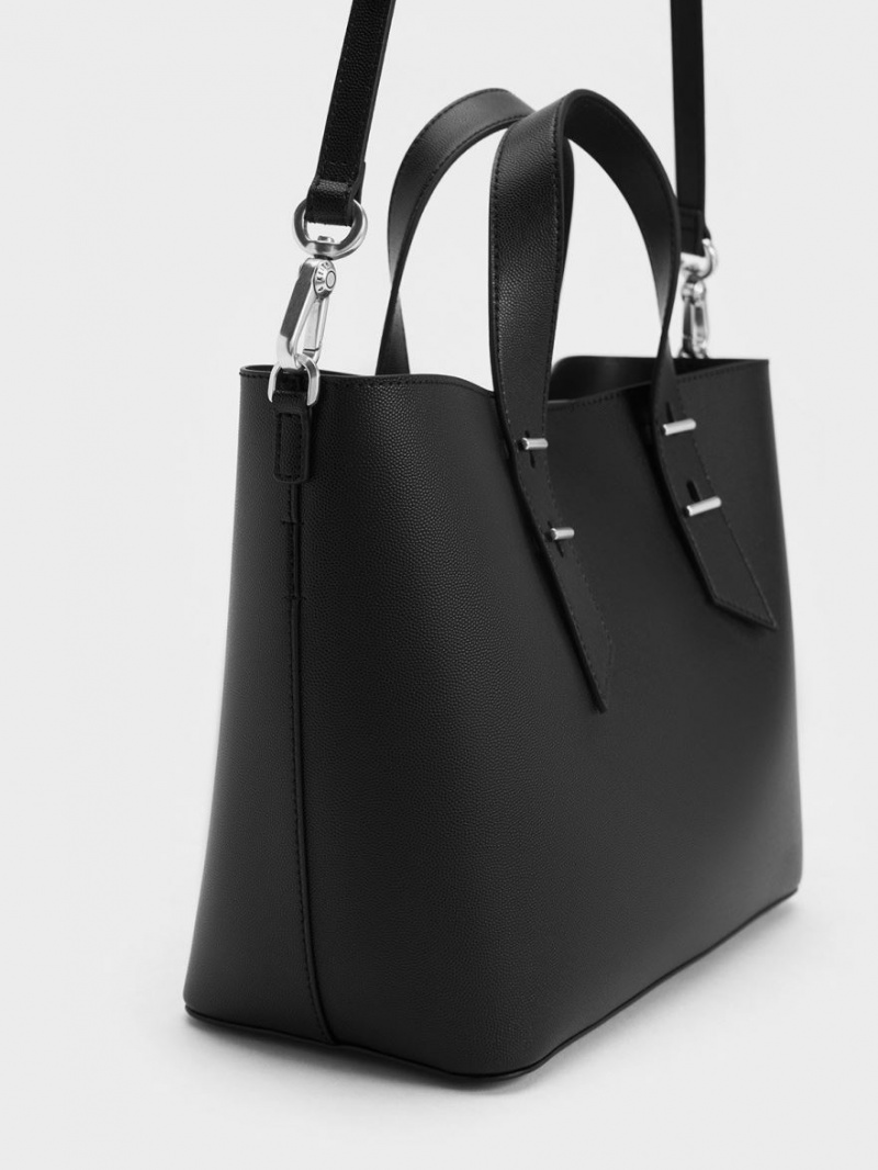 Geantă Hobo Charles & Keith Double Handle Negrii | 054RTPZAW