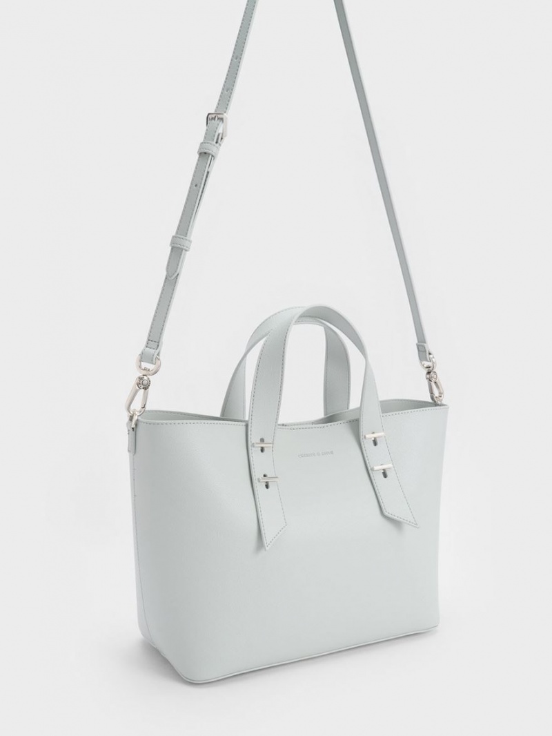 Geantă Hobo Charles & Keith Double Handle Gri Deschis | 873KXDGHY