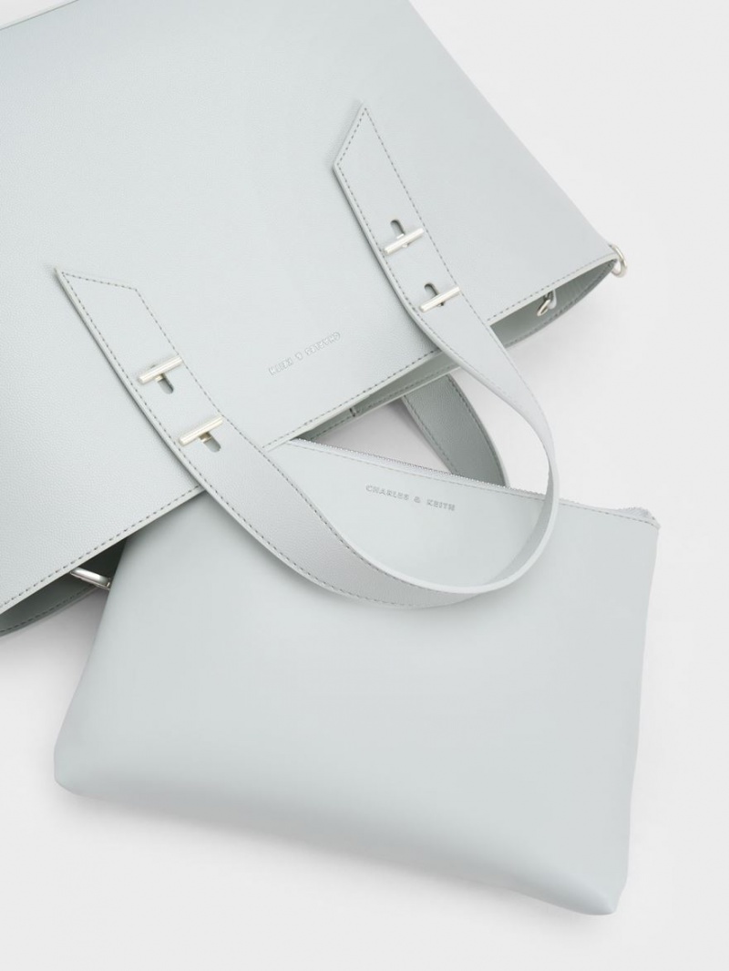 Geantă Hobo Charles & Keith Double Handle Gri Deschis | 873KXDGHY