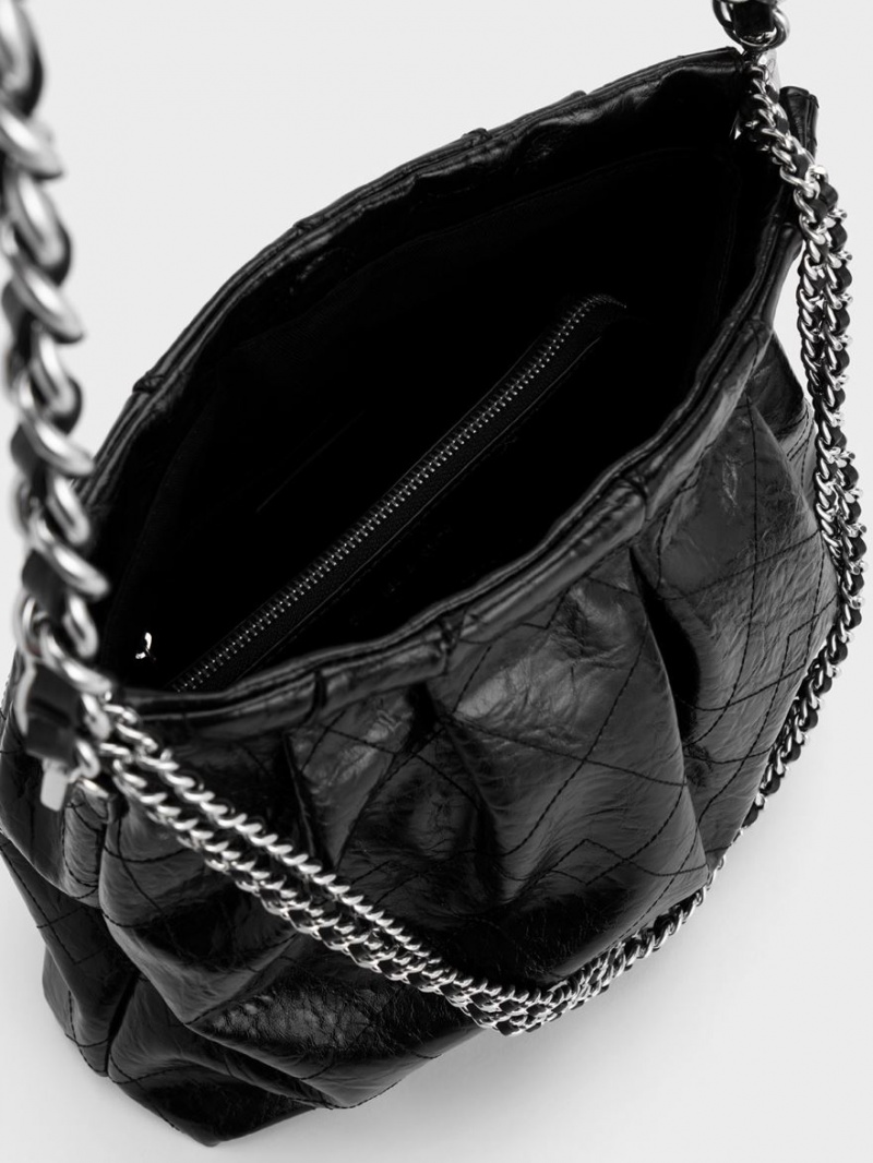 Geantă Hobo Charles & Keith Duo Double Chain Negrii | 169GXNFDR