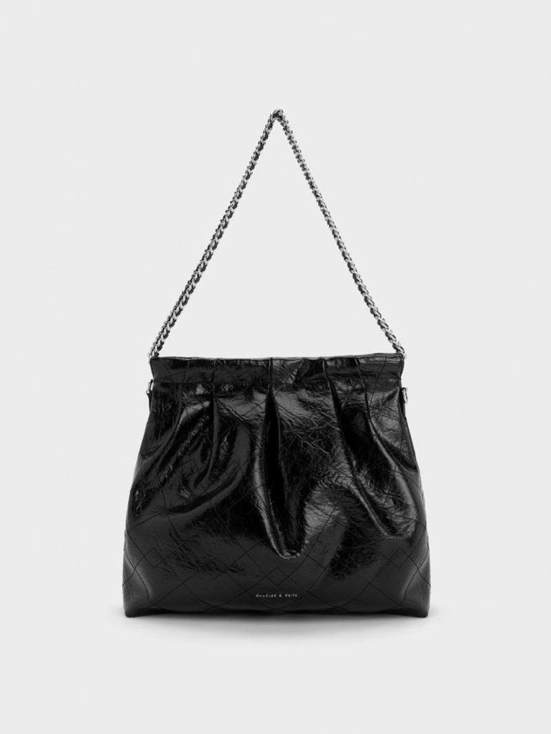 Geantă Hobo Charles & Keith Duo Double Chain Negrii | 169GXNFDR
