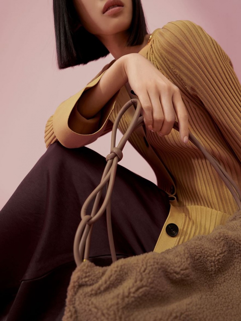 Geantă Hobo Charles & Keith Knotted Handle Textured Maro | 570OPRXAZ