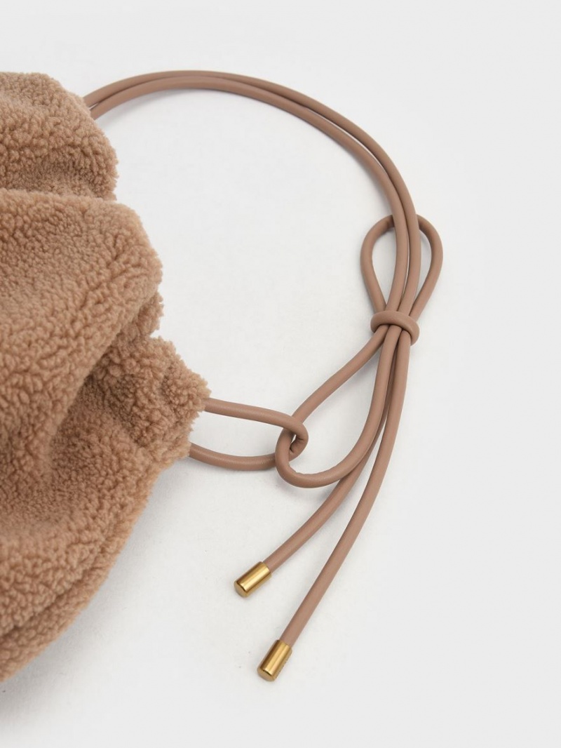 Geantă Hobo Charles & Keith Knotted Handle Textured Maro | 570OPRXAZ