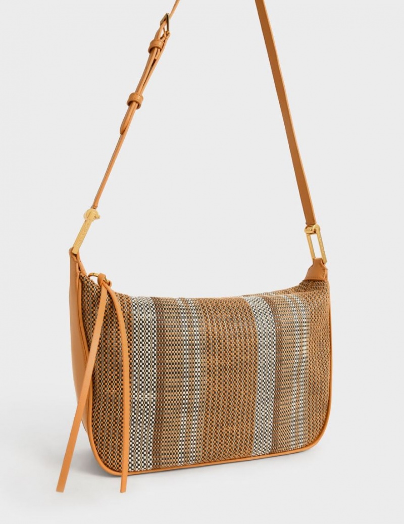 Geantă Hobo Charles & Keith Koa Large Woven Portocalii | 412LPBCEZ