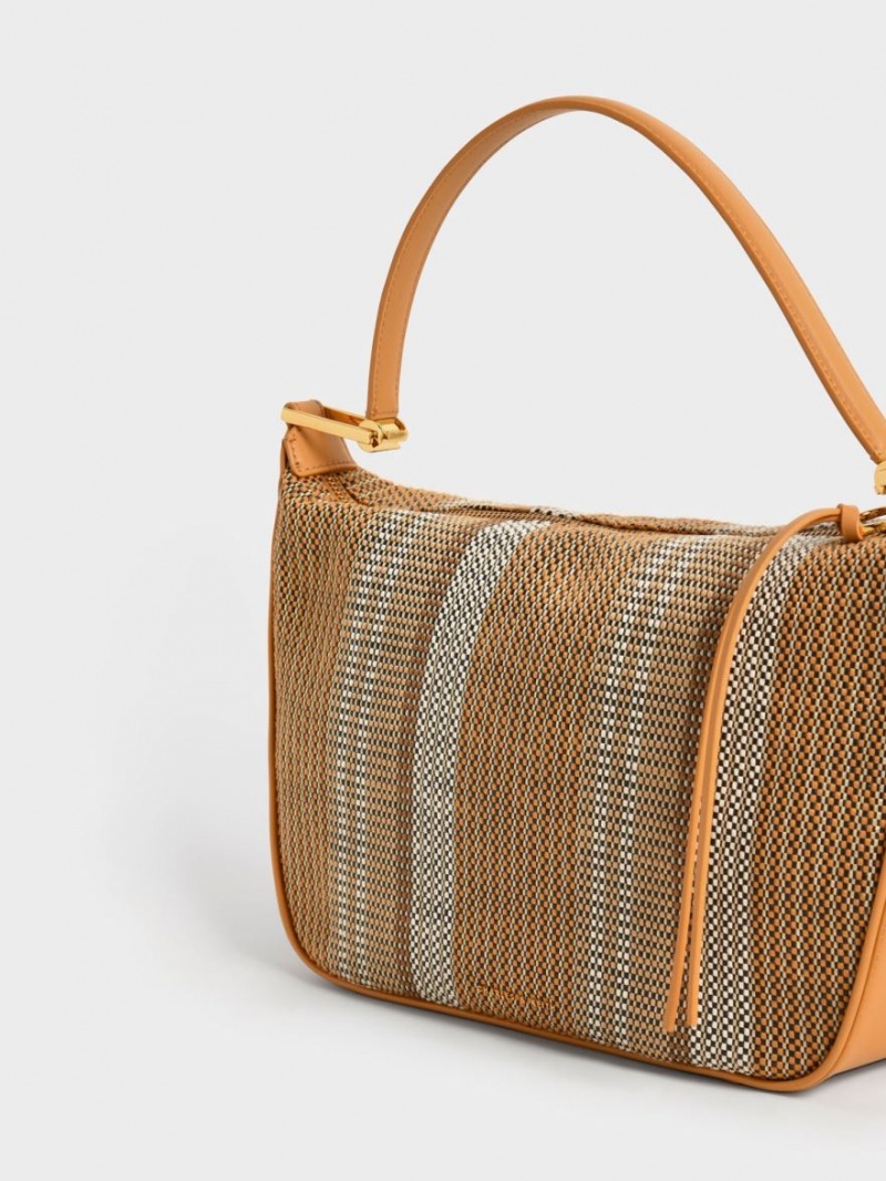 Geantă Hobo Charles & Keith Koa Large Woven Portocalii | 412LPBCEZ