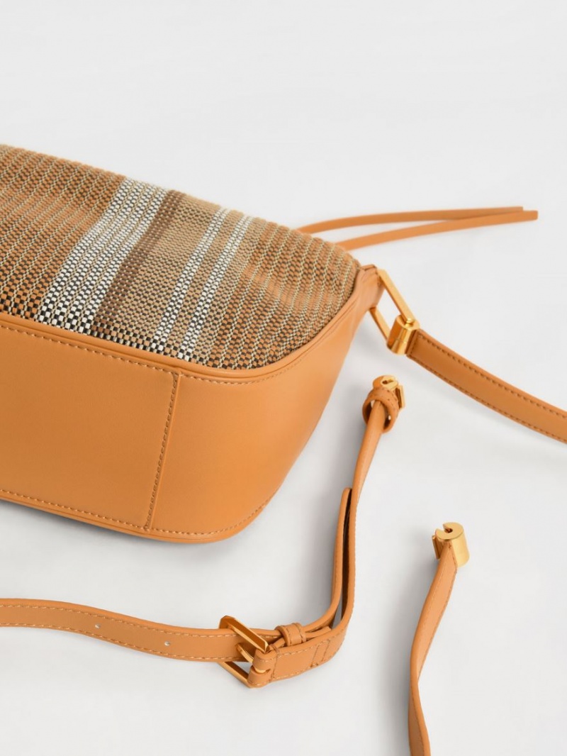 Geantă Hobo Charles & Keith Koa Large Woven Portocalii | 412LPBCEZ