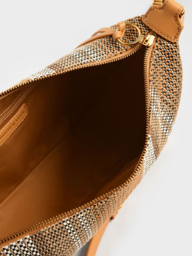 Geantă Hobo Charles & Keith Koa Large Woven Portocalii | 412LPBCEZ