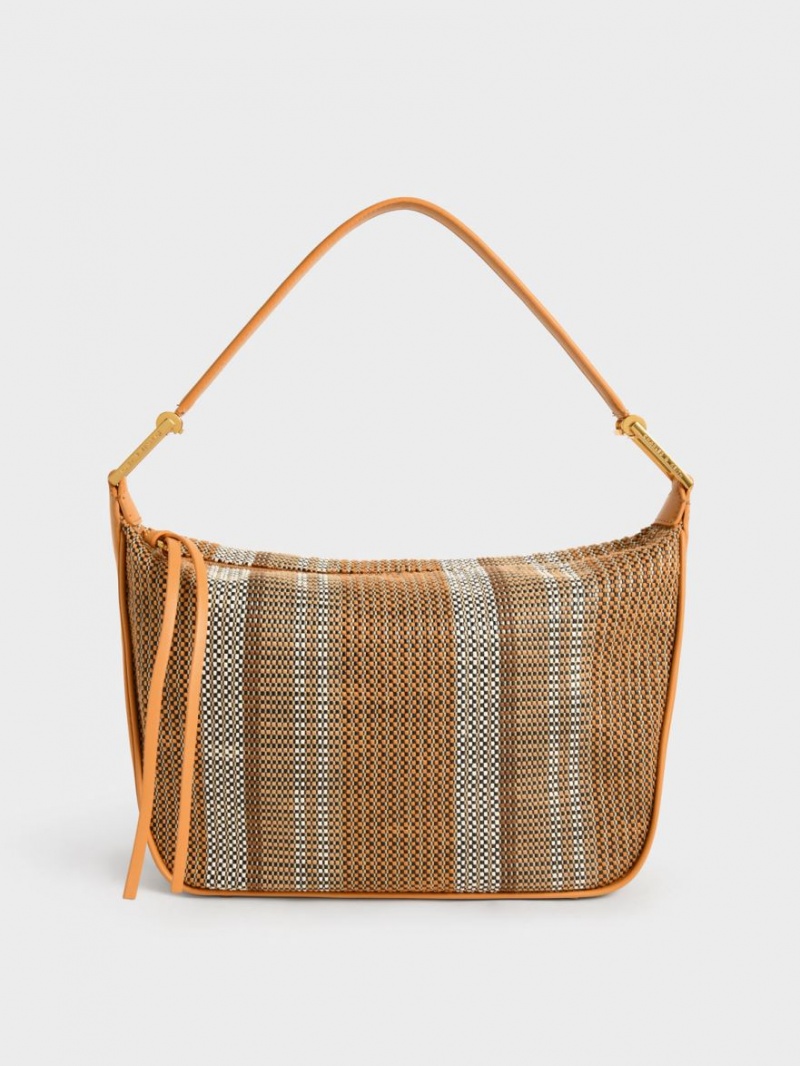Geantă Hobo Charles & Keith Koa Large Woven Portocalii | 412LPBCEZ