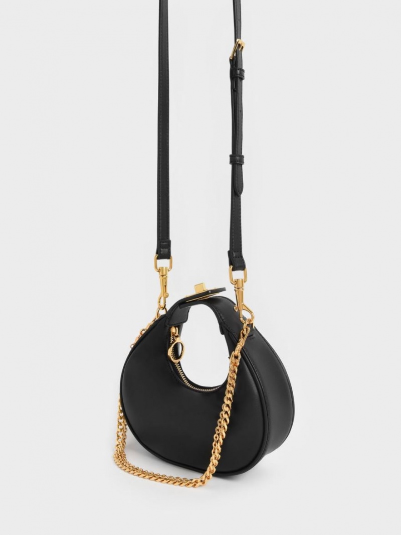 Geantă Hobo Charles & Keith Mini Crescent Negrii | 927PCXIDY