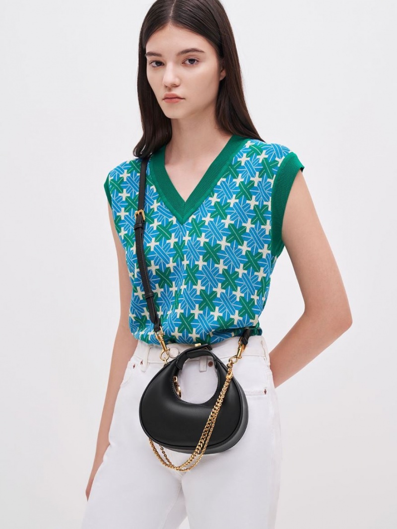 Geantă Hobo Charles & Keith Mini Crescent Negrii | 927PCXIDY