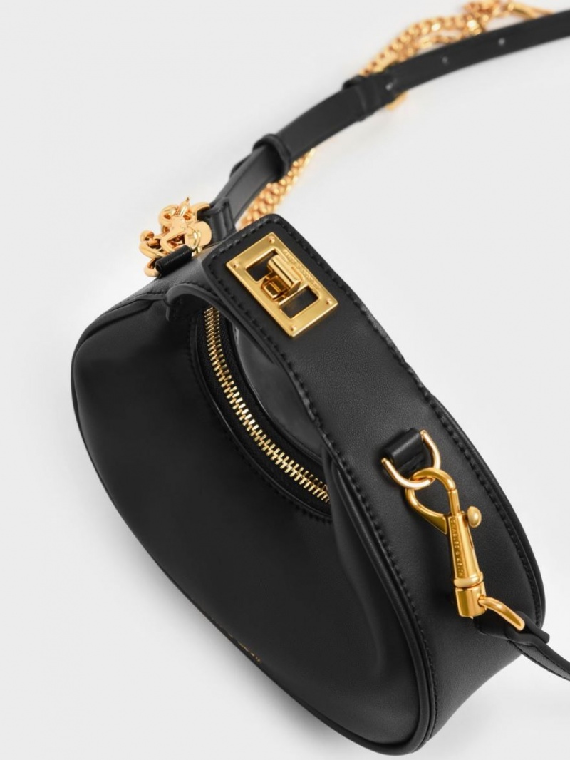 Geantă Hobo Charles & Keith Mini Crescent Negrii | 927PCXIDY