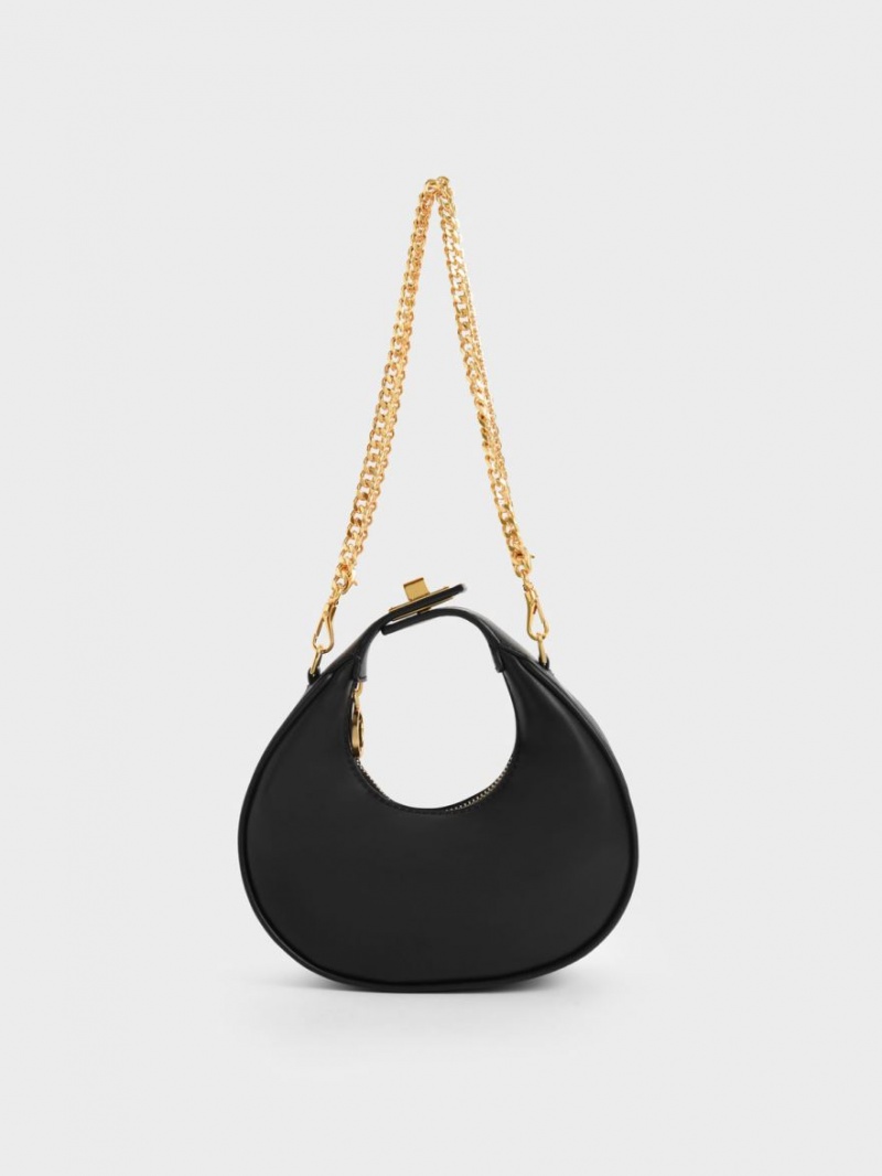 Geantă Hobo Charles & Keith Mini Crescent Negrii | 927PCXIDY