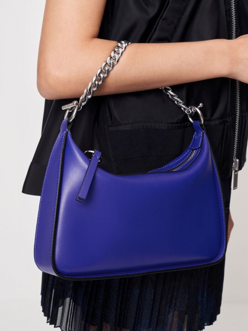 Geantă Hobo Charles & Keith Minta Chain-Link Albastri | 291XHVQGC