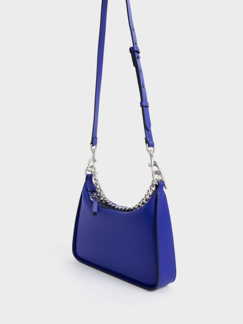Geantă Hobo Charles & Keith Minta Chain-Link Albastri | 291XHVQGC