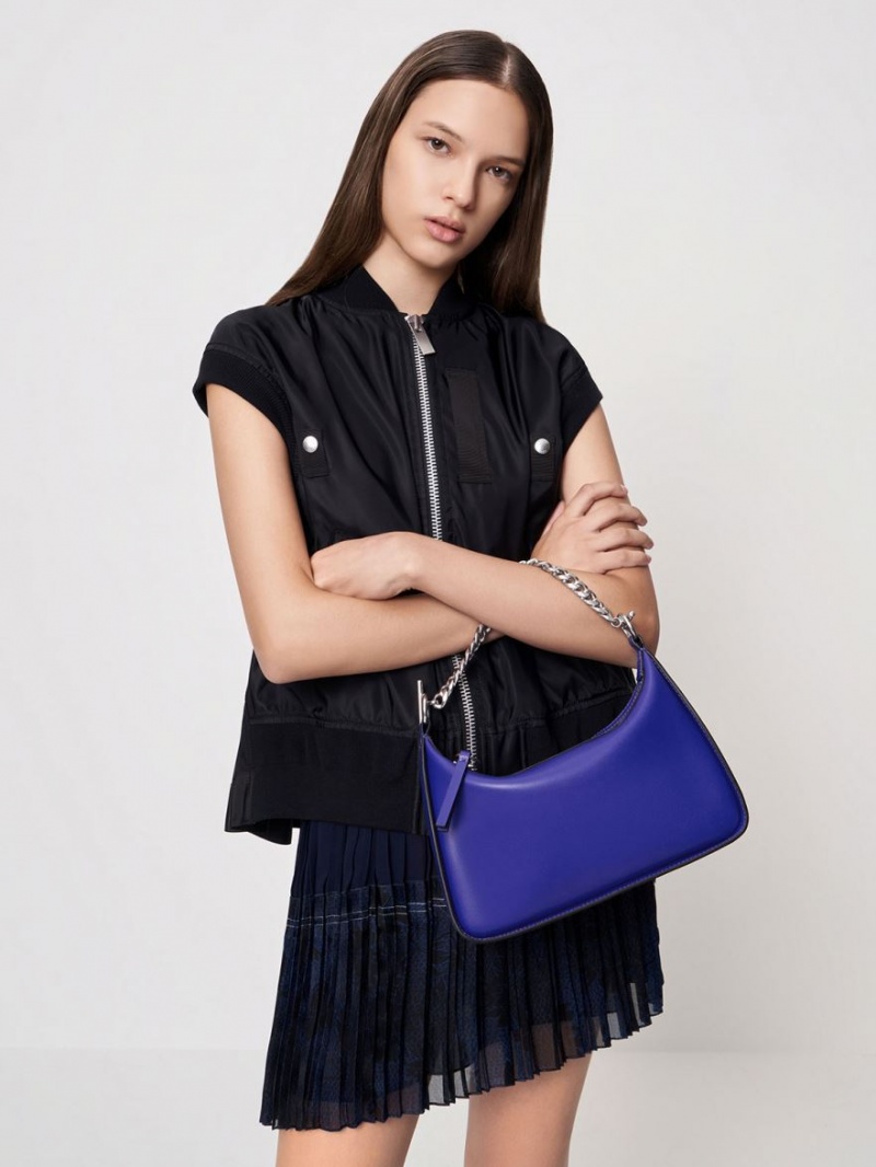 Geantă Hobo Charles & Keith Minta Chain-Link Albastri | 291XHVQGC