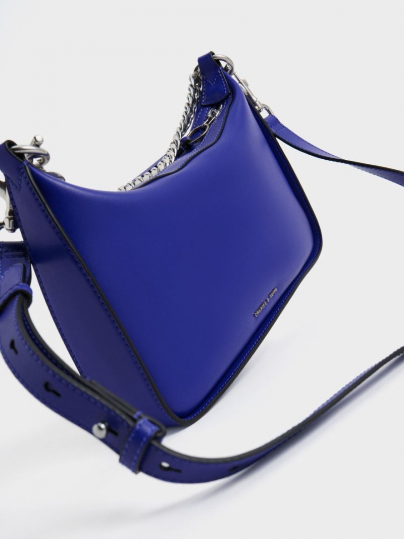 Geantă Hobo Charles & Keith Minta Chain-Link Albastri | 291XHVQGC