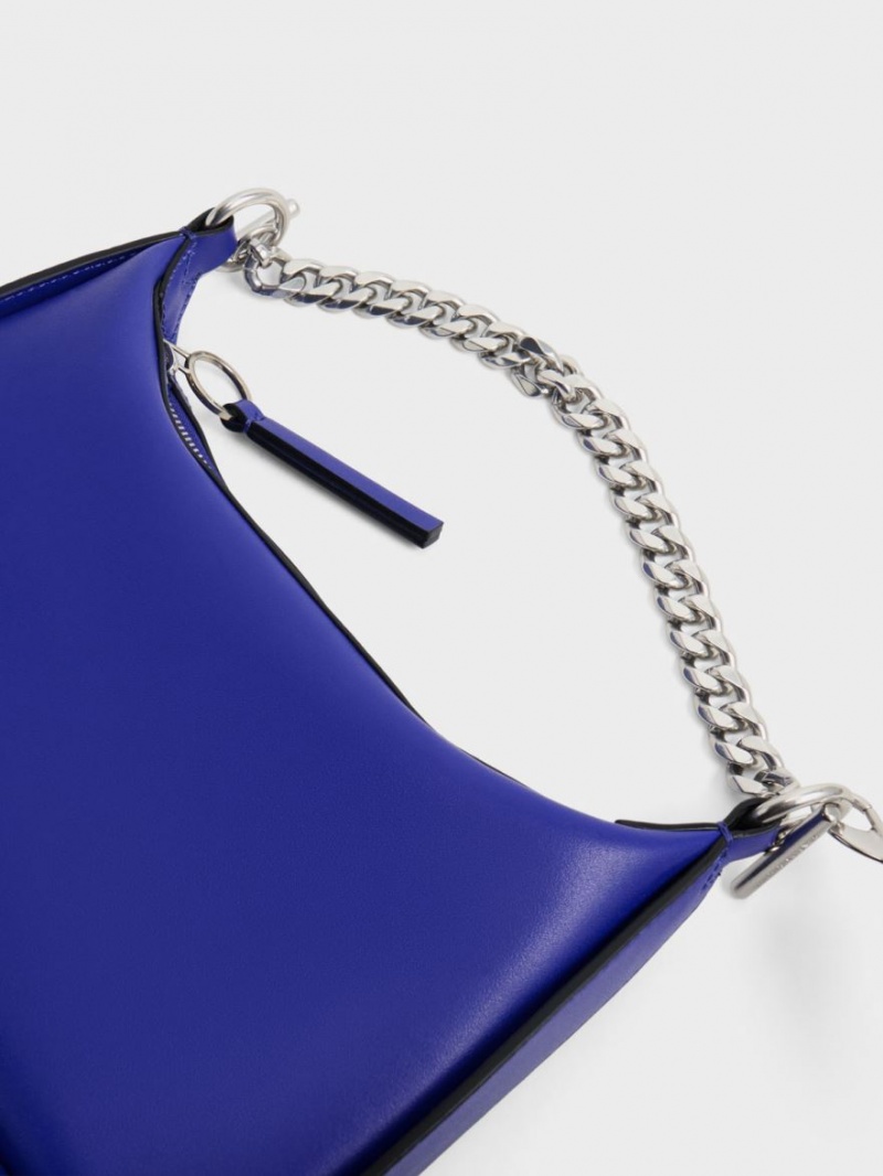 Geantă Hobo Charles & Keith Minta Chain-Link Albastri | 291XHVQGC