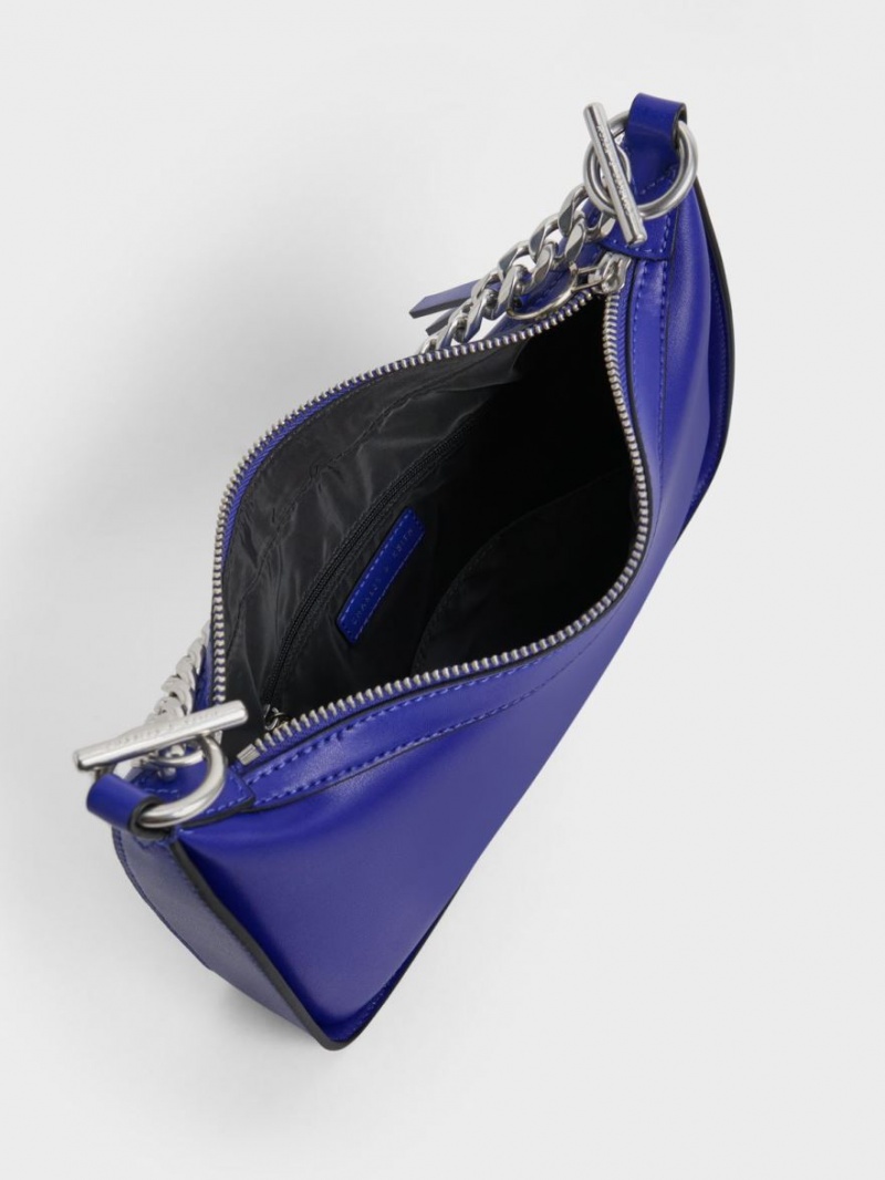 Geantă Hobo Charles & Keith Minta Chain-Link Albastri | 291XHVQGC