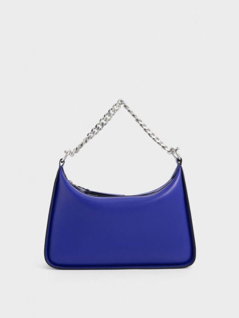 Geantă Hobo Charles & Keith Minta Chain-Link Albastri | 291XHVQGC