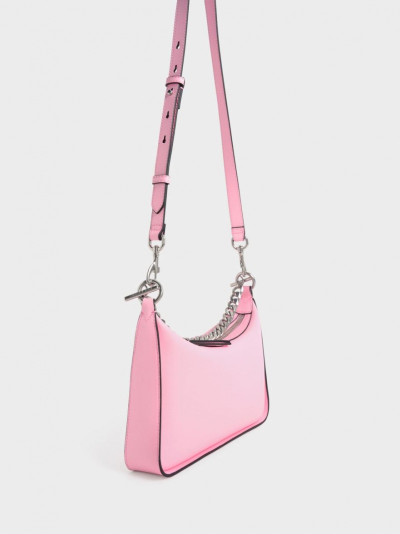Geantă Hobo Charles & Keith Minta Chain-Link Roz | 317KMPNJA
