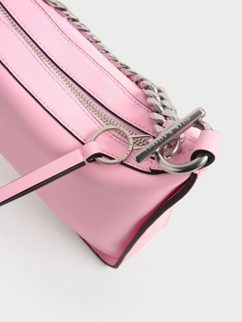Geantă Hobo Charles & Keith Minta Chain-Link Roz | 317KMPNJA