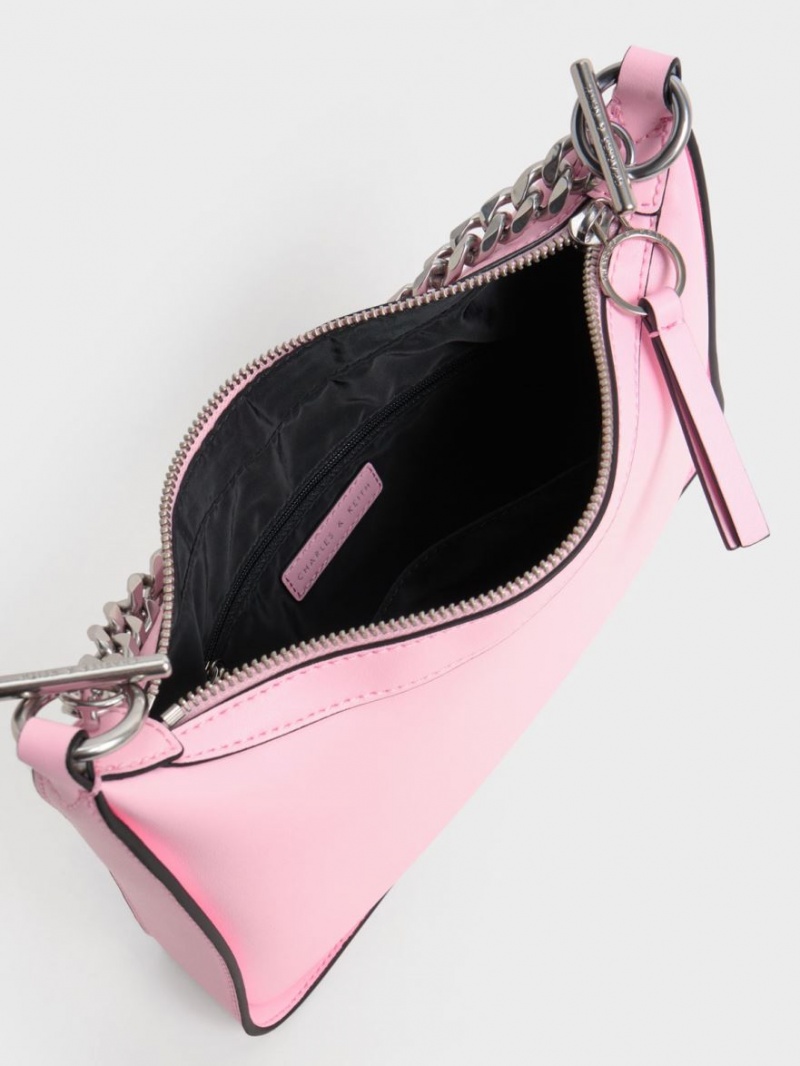 Geantă Hobo Charles & Keith Minta Chain-Link Roz | 317KMPNJA