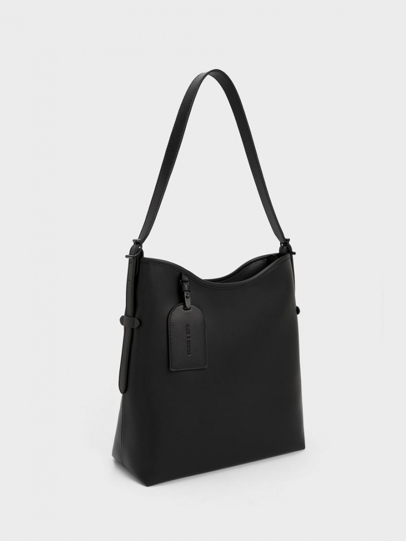 Geantă Hobo Charles & Keith Naomi Slouchy Negrii | 529JYQEDN