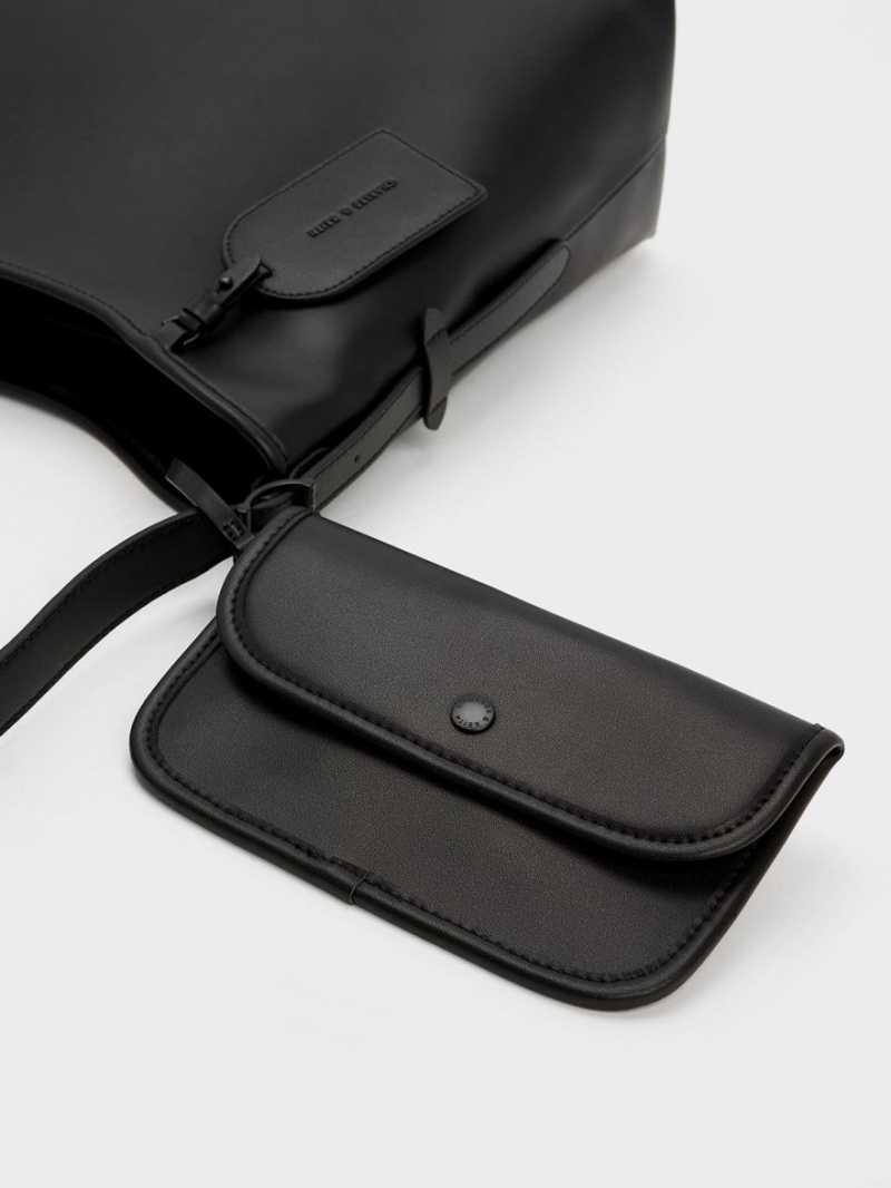 Geantă Hobo Charles & Keith Naomi Slouchy Negrii | 529JYQEDN