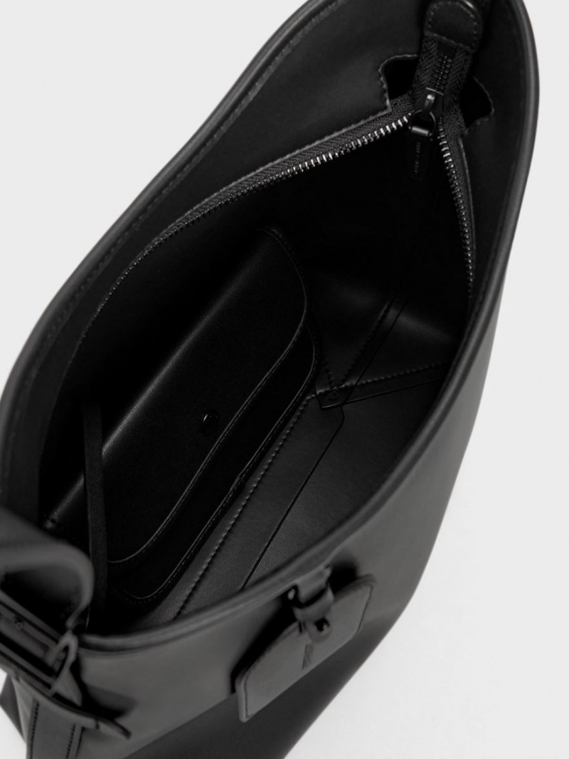 Geantă Hobo Charles & Keith Naomi Slouchy Negrii | 529JYQEDN