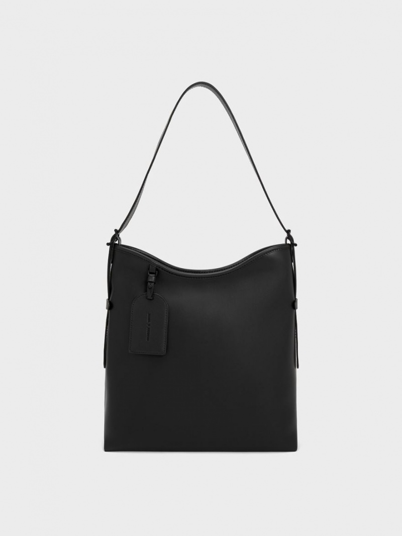 Geantă Hobo Charles & Keith Naomi Slouchy Negrii | 529JYQEDN