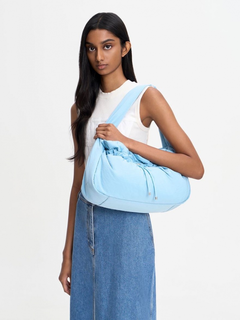 Geantă Hobo Charles & Keith Ruched Albastri Deschis | 248GQYKJO
