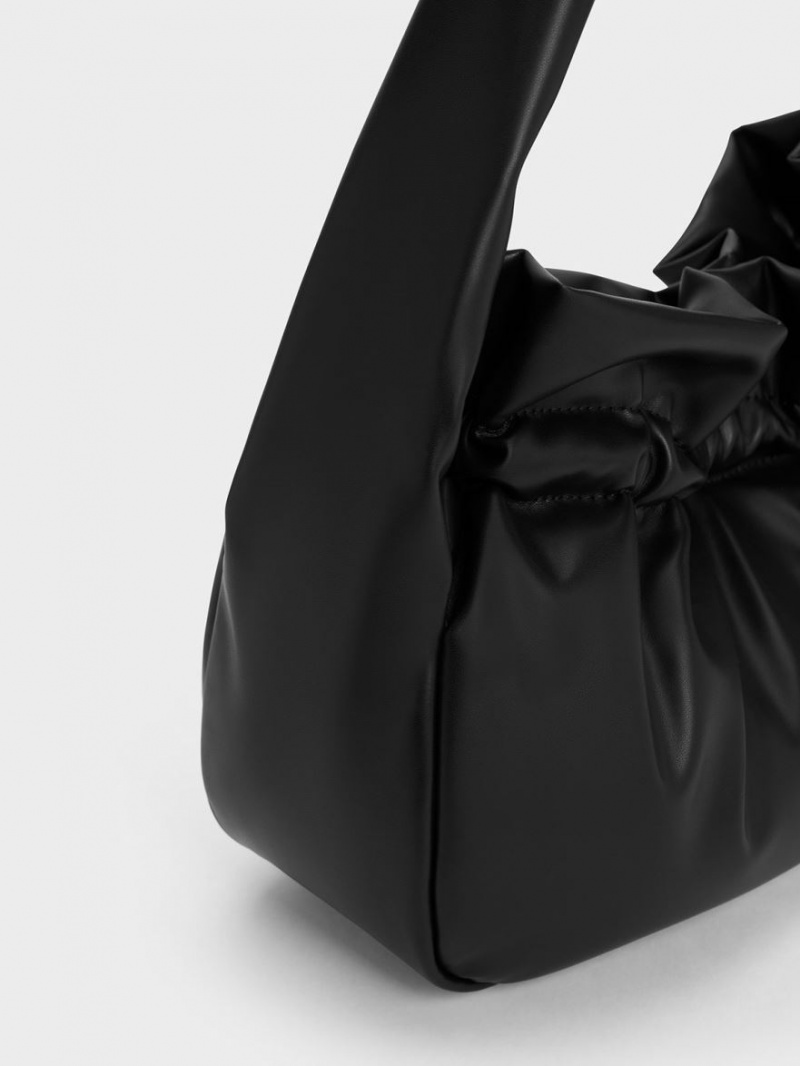 Geantă Hobo Charles & Keith Ruched Negrii | 091CEWNMU