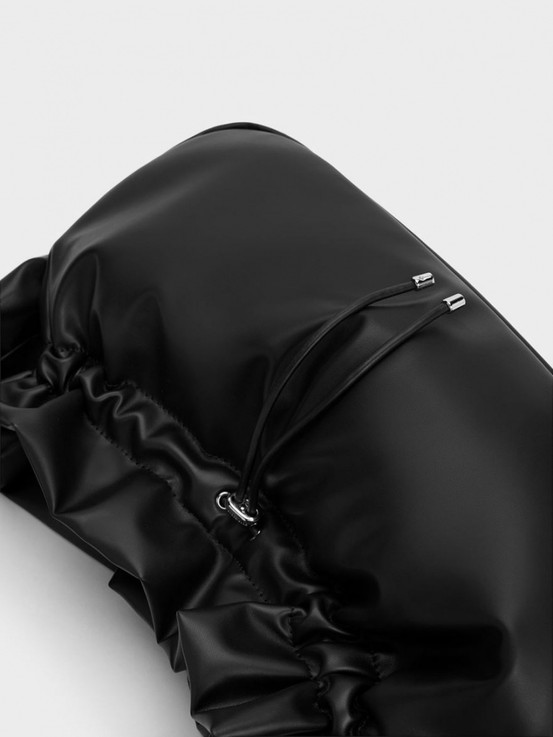 Geantă Hobo Charles & Keith Ruched Negrii | 091CEWNMU