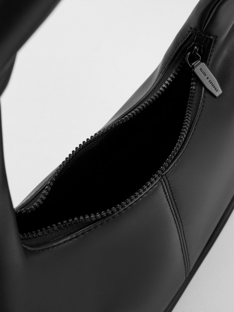 Geantă Hobo Charles & Keith Tubular Slouchy Negrii | 840LTHUGJ