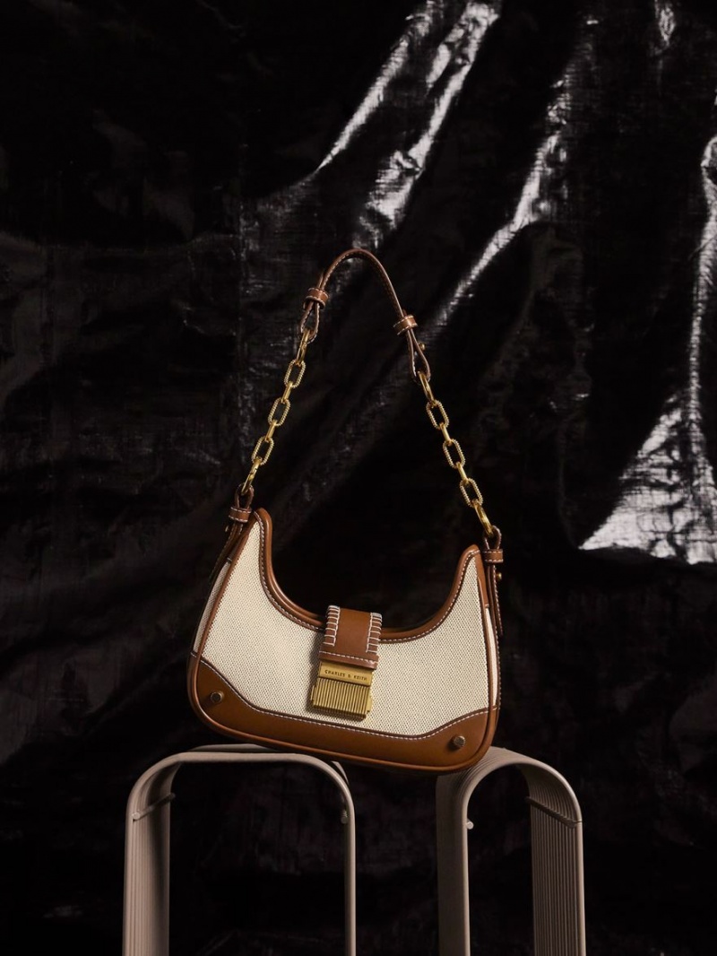 Geantă Hobo Charles & Keith Winslet Panza Belted Ciocolata | 485IFNRYO