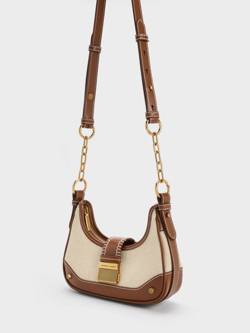 Geantă Hobo Charles & Keith Winslet Panza Belted Ciocolata | 485IFNRYO