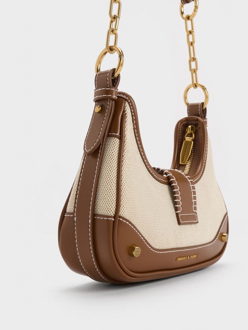 Geantă Hobo Charles & Keith Winslet Panza Belted Ciocolata | 485IFNRYO