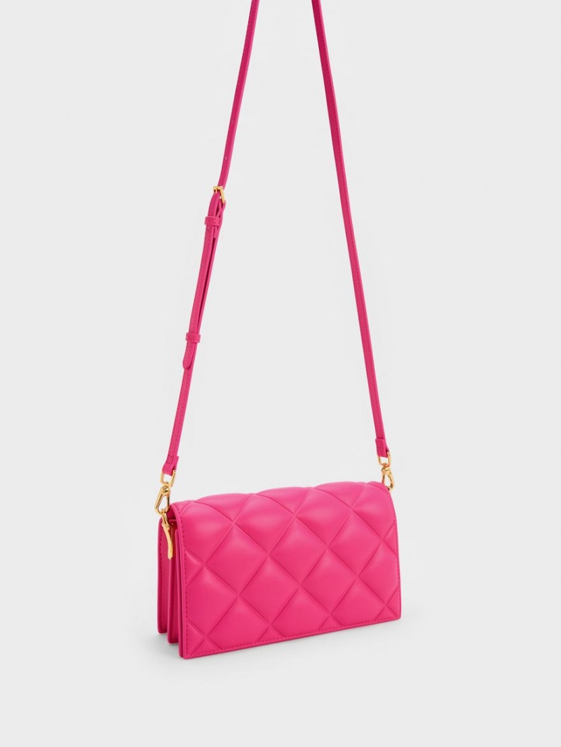 Geanta Clutch Charles & Keith Alcott Scarf Handle Matlasat Roz | 849NQDMXJ