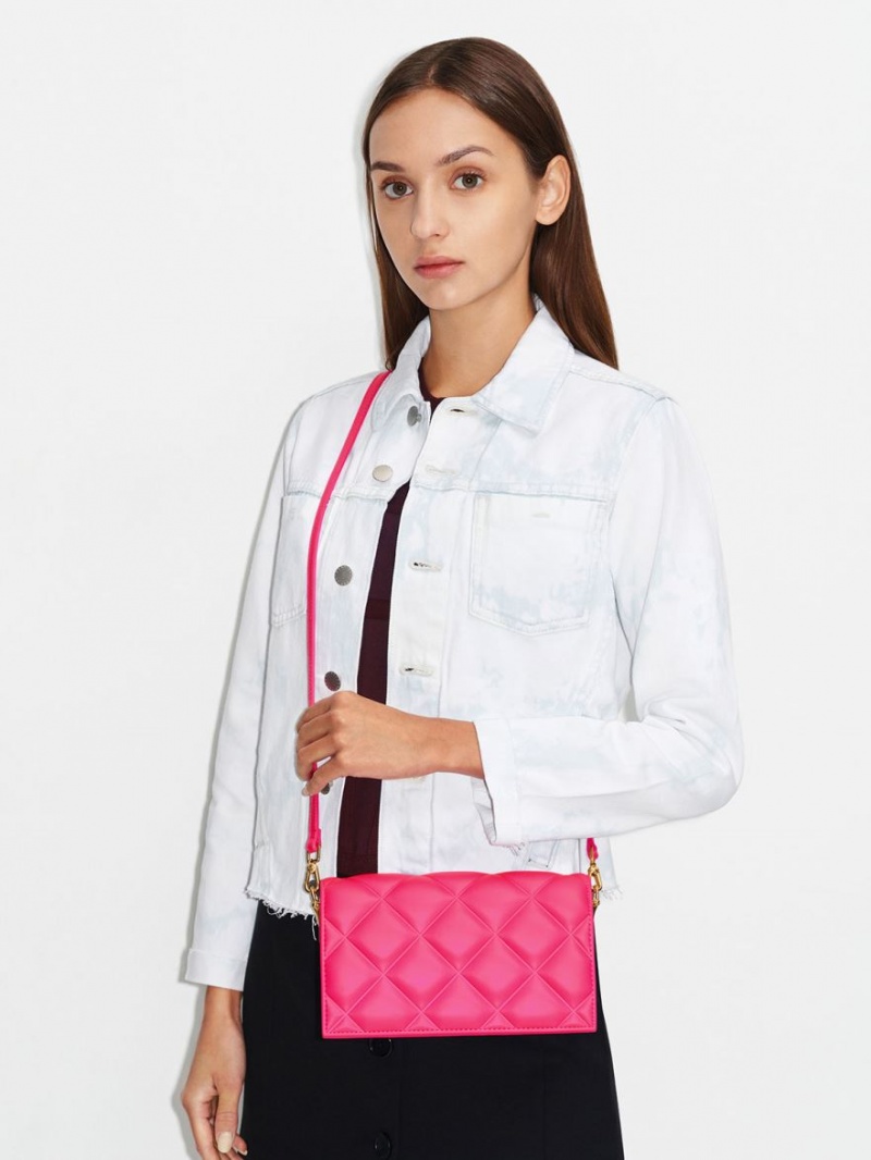 Geanta Clutch Charles & Keith Alcott Scarf Handle Matlasat Roz | 849NQDMXJ