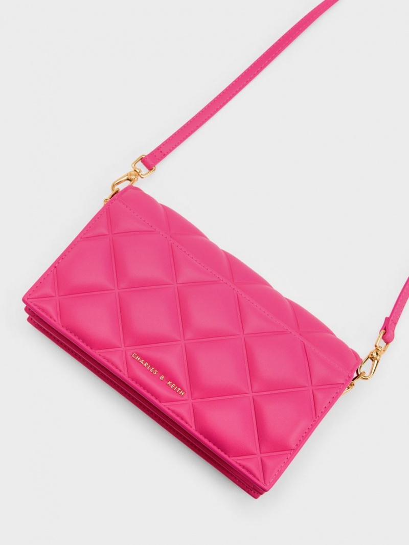 Geanta Clutch Charles & Keith Alcott Scarf Handle Matlasat Roz | 849NQDMXJ